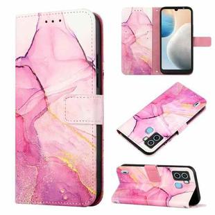 For Tecno Pop 6 PT003 Marble Pattern Flip Leather Phone Case(Pink Purple Gold)