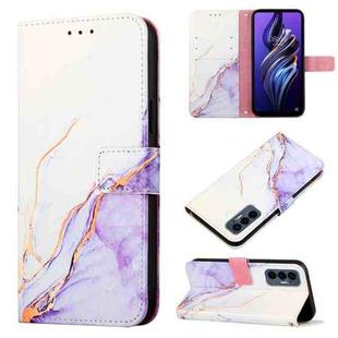 For Tecno Pova 3 LE7 PT003 Marble Pattern Flip Leather Phone Case(White Purple)