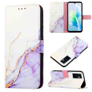 For vivo S10e 5G / V23e 4G & 5G / Y75 4G PT003 Marble Pattern Flip Leather Phone Case(White Purple)