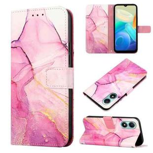 For vivo Y02s PT003 Marble Pattern Flip Leather Phone Case(Pink Purple Gold)