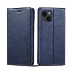 For iPhone 14 LC.IMEEKE RFID Anti-theft Leather Phone Case(Blue)