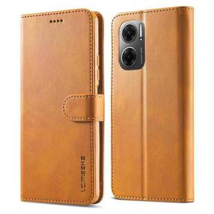 For Xiaomi Redmi 10 5G LC.IMEEKE Calf Texture Leather Phone Case(Brown)