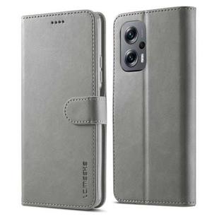 For Xiaomi Poco M5 LC.IMEEKE Calf Texture Leather Phone Case(Grey)