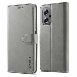 For Xiaomi Redmi Note 11E 5G LC.IMEEKE Calf Texture Leather Phone Case(Grey)
