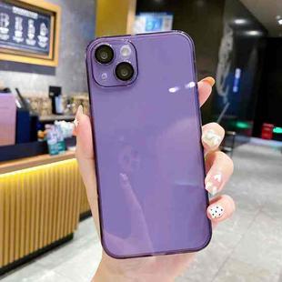 For iPhone 14 Plus Lens Protection Transparent TPU Phone Case(Purple)