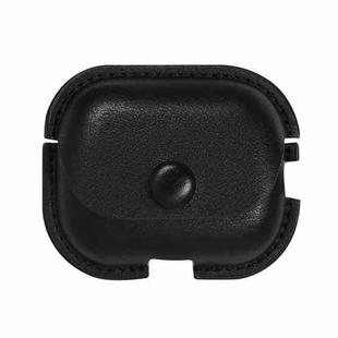 For AirPods Pro 2 Litchi Texture PU Leather Earphone Protective Case with Hook(Black)