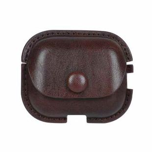 For AirPods Pro 2 Litchi Texture PU Leather Earphone Protective Case with Hook(Dark Brown)