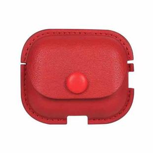For AirPods Pro 2 Litchi Texture PU Leather Earphone Protective Case with Hook(Red)