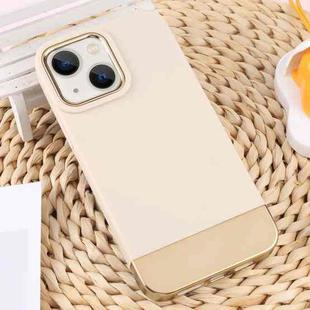 For iPhone 14 TPU + Electroplated PC Phone Case(Beige)