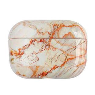 For AirPods Pro 2 Marble Pattern Wireless Earphone Protective Case(White Red)