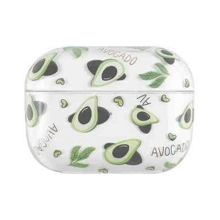 For AirPods Pro 2 Bronzing Fruit Pattern PC Earphone Hard Protective Case(Avocado)