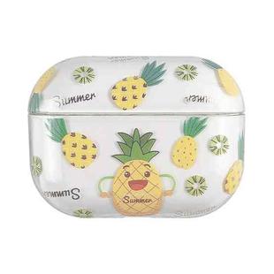 For AirPods Pro 2 Bronzing Fruit Pattern PC Earphone Hard Protective Case(Pineapple)