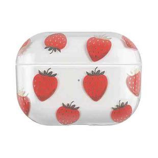 For AirPods Pro 2 Bronzing Fruit Pattern PC Earphone Hard Protective Case(Strawberry)