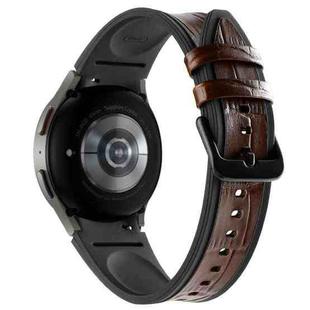 For Samsung Galaxy Watch4 / 5 / 5 Pro Silicone Pasted Leather Watch Band(Black+Brown)