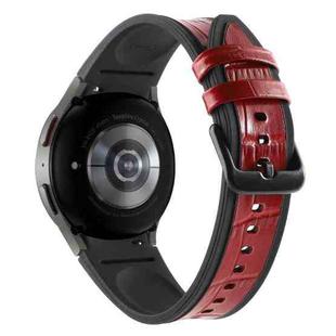 For Samsung Galaxy Watch4 / 5 / 5 Pro Silicone Pasted Leather Watch Band(Black+Red1)