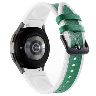 For Samsung Galaxy Watch4 / 5 / 5 Pro Silicone Pasted Leather Watch Band(White+Green)