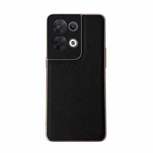 For OPPO Reno8 Genuine Leather Luolai Series Nano Plating Phone Case(Black)