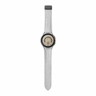 For Samsung Galaxy Watch5 40mm / 44mm Litchi Genuine Leather Watch Band Black Buckle(White)