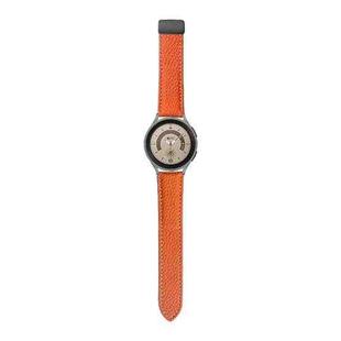 For Samsung Galaxy Watch5 40mm / 44mm Litchi Genuine Leather Watch Band Black Buckle(Orange)
