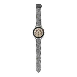 For Samsung Galaxy Watch5 40mm / 44mm Litchi Genuine Leather Watch Band Black Buckle(Grey)