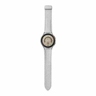 For Samsung Galaxy Watch5 40mm / 44mm Litchi Genuine Leather Watch Band Silver Buckle(White)