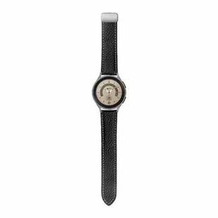 For Samsung Galaxy Watch5 40mm / 44mm Litchi Genuine Leather Watch Band Silver Buckle(Black)