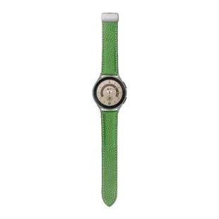 For Samsung Galaxy Watch5 40mm / 44mm Litchi Genuine Leather Watch Band Silver Buckle(Green)