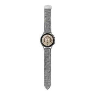 For Samsung Galaxy Watch5 40mm / 44mm Litchi Genuine Leather Watch Band Silver Buckle(Grey)
