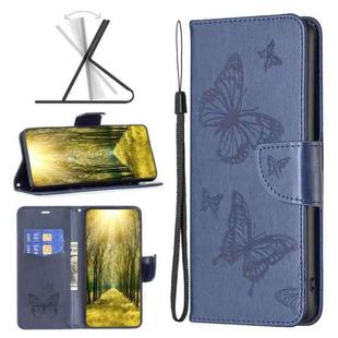 For vivo Y35/Y22 Two Butterflies Embossing Leather Phone Case(Blue)