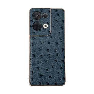 For OPPO Reno8 Genuine Leather Ostrich Texture Nano Plating Phone Case(Blue)