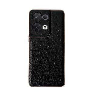 For OPPO Reno8 Genuine Leather Ostrich Texture Nano Plating Phone Case(Black)