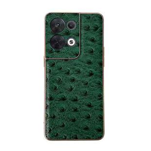 For OPPO Reno8 Genuine Leather Ostrich Texture Nano Plating Phone Case(Green)