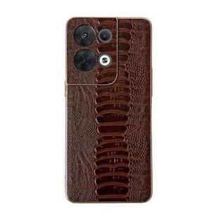 For OPPO Reno8 Genuine Leather Weilai Series Nano Plating Phone Case(Coffee)