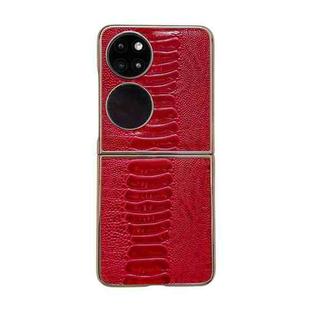 For Huawei P50 Pocket Genuine Leather Weilai Series Nano Plating Phone Case(Red)