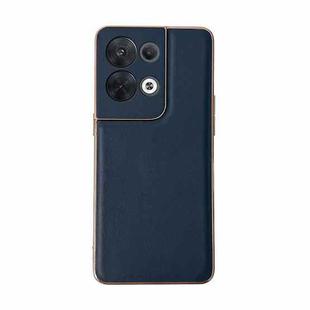 For OPPO Reno8 Genuine Leather Xiaoya Series Nano Plating Phone Case(Blue)