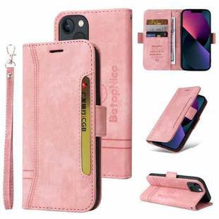 For iPhone 14 BETOPNICE Dual-side Buckle Leather Phone Case(Pink)