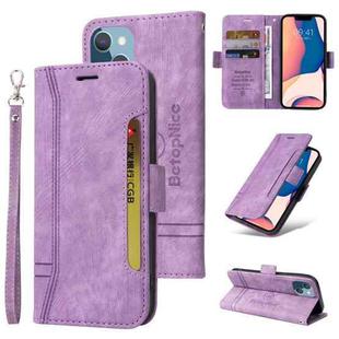 For iPhone 14 Plus BETOPNICE Dual-side Buckle Leather Phone Case(Purple)