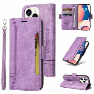 For iPhone 14 Pro BETOPNICE Dual-side Buckle Leather Phone Case(Purple)