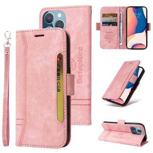 For iPhone 14 Pro Max BETOPNICE Dual-side Buckle Leather Phone Case(Pink)