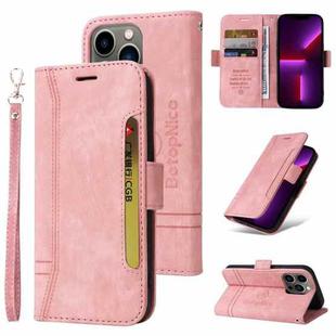 For iPhone 13 Pro BETOPNICE Dual-side Buckle Leather Phone Case(Pink)