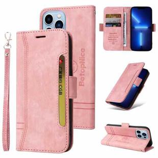 For iPhone 13 Pro Max BETOPNICE Dual-side Buckle Leather Phone Case(Pink)