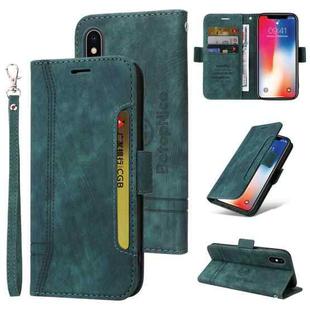 For iPhone XS Max BETOPNICE Dual-side Buckle Leather Phone Case(Green)