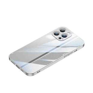 For iPhone 13 Pro Metal Carbon Fiber Phone Case(Silver)