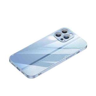 For iPhone 12 Pro Max Metal Carbon Fiber Phone Case(Blue)