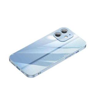 For iPhone 12 Metal Carbon Fiber Phone Case(Blue)