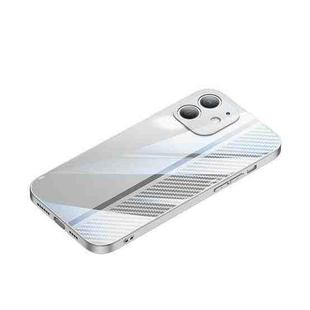 For iPhone 12 Metal Carbon Fiber Phone Case(Silver)