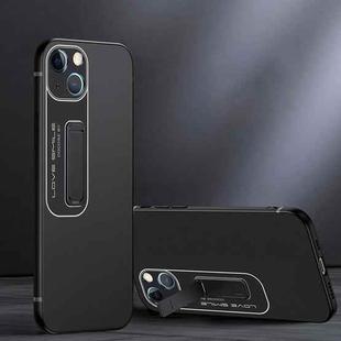 For iPhone 14 Frosted Holder Phone Case(Matte Black)