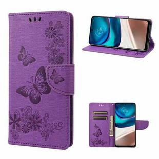 For Motorola Moto G42 Butterfly Embossed Horizontal Flip Leather Phone Case(Purple)