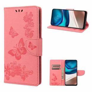 For Motorola Moto G42 Butterfly Embossed Horizontal Flip Leather Phone Case(Pink)