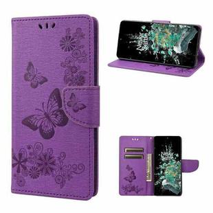 For OnePlus 10T Butterfly Embossed Horizontal Flip Leather Phone Case(Purple)
